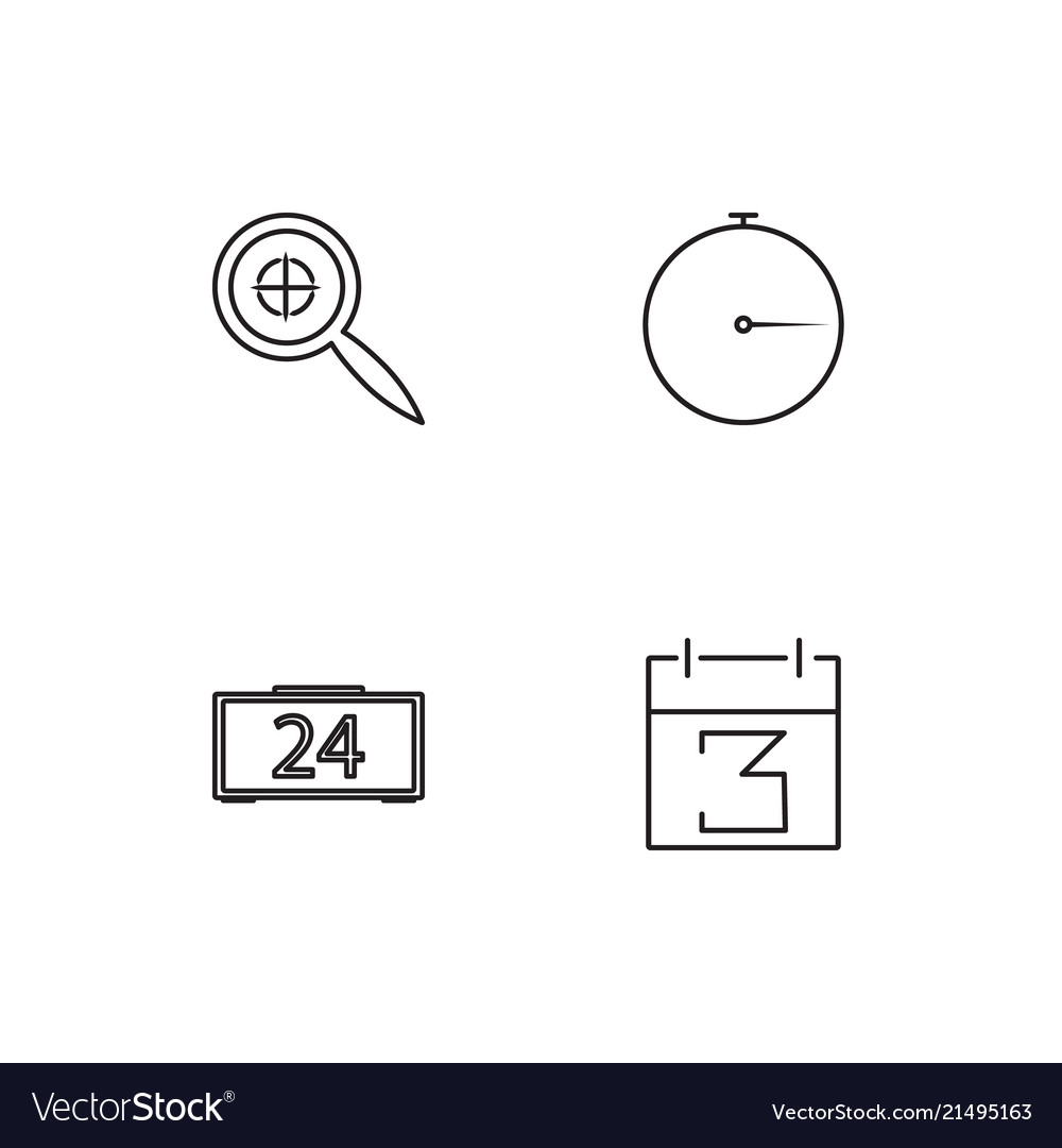 Time linear icons set simple outline