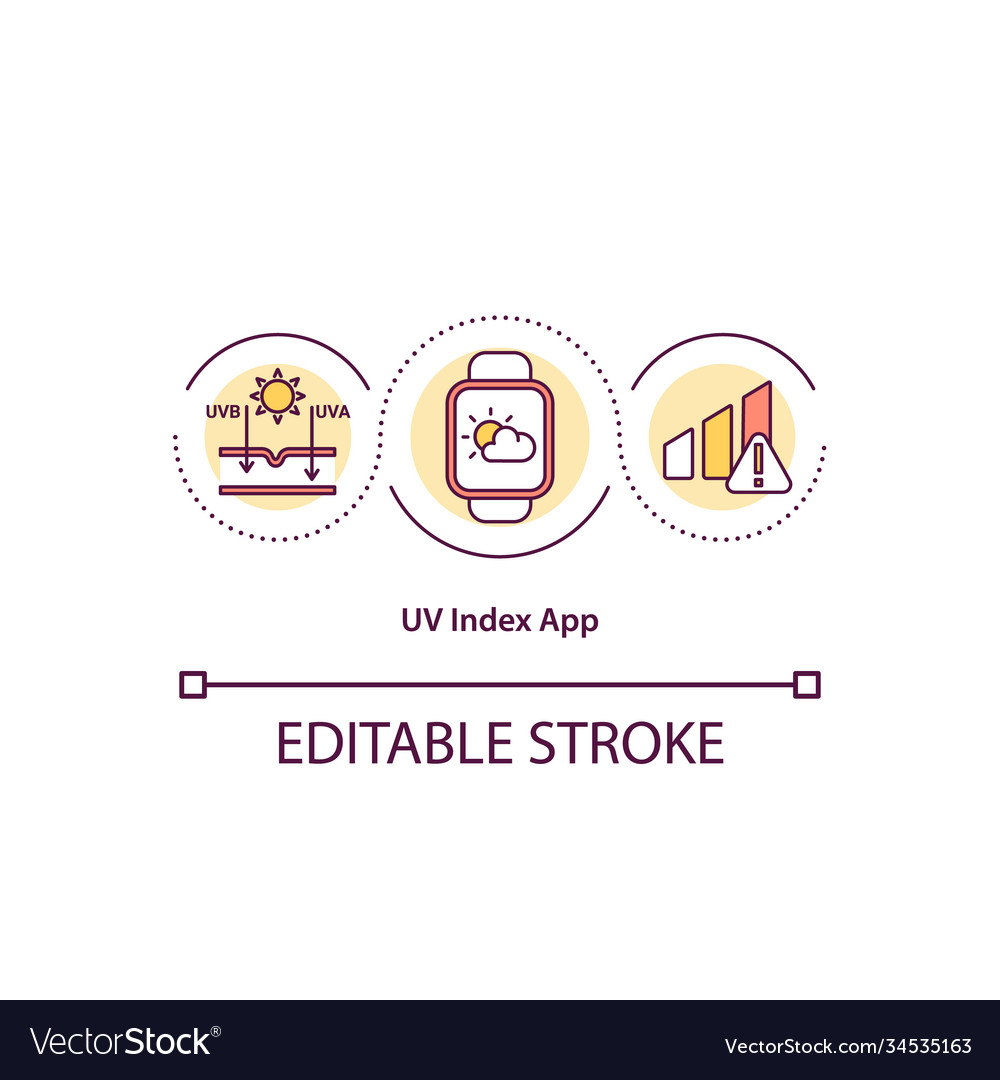 Uv index app concept icon vector image Uv index app concept icon