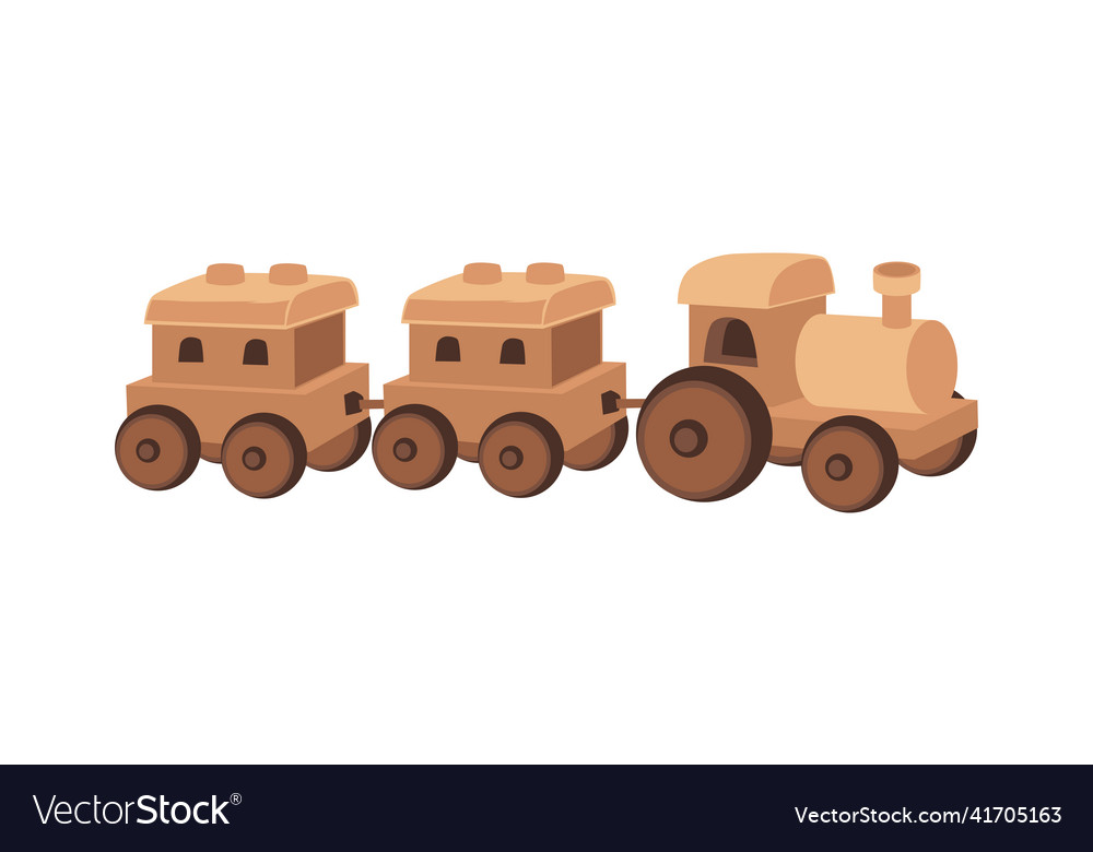 Holzspielzeug für Kinder Holzzug in der Wohnung vector image Holzspielzeug für Kinder Holzzug in der Wohnung
