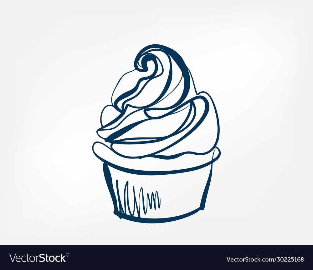 Cake one line design element isolated