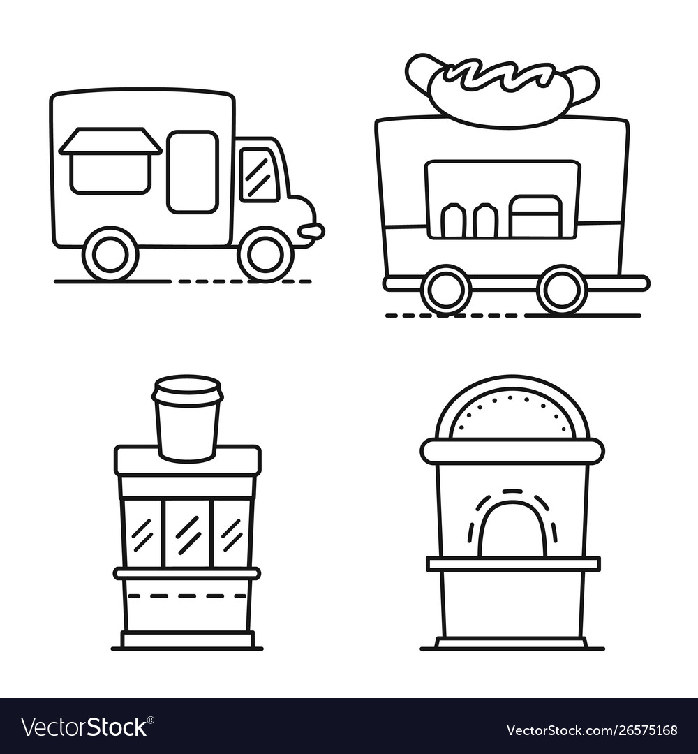 Design vending and public symbol set vector image Design vending and public symbol set