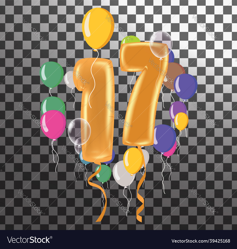 Happy birthday seventeen year fun celebration vector image Happy birthday seventeen year fun celebration