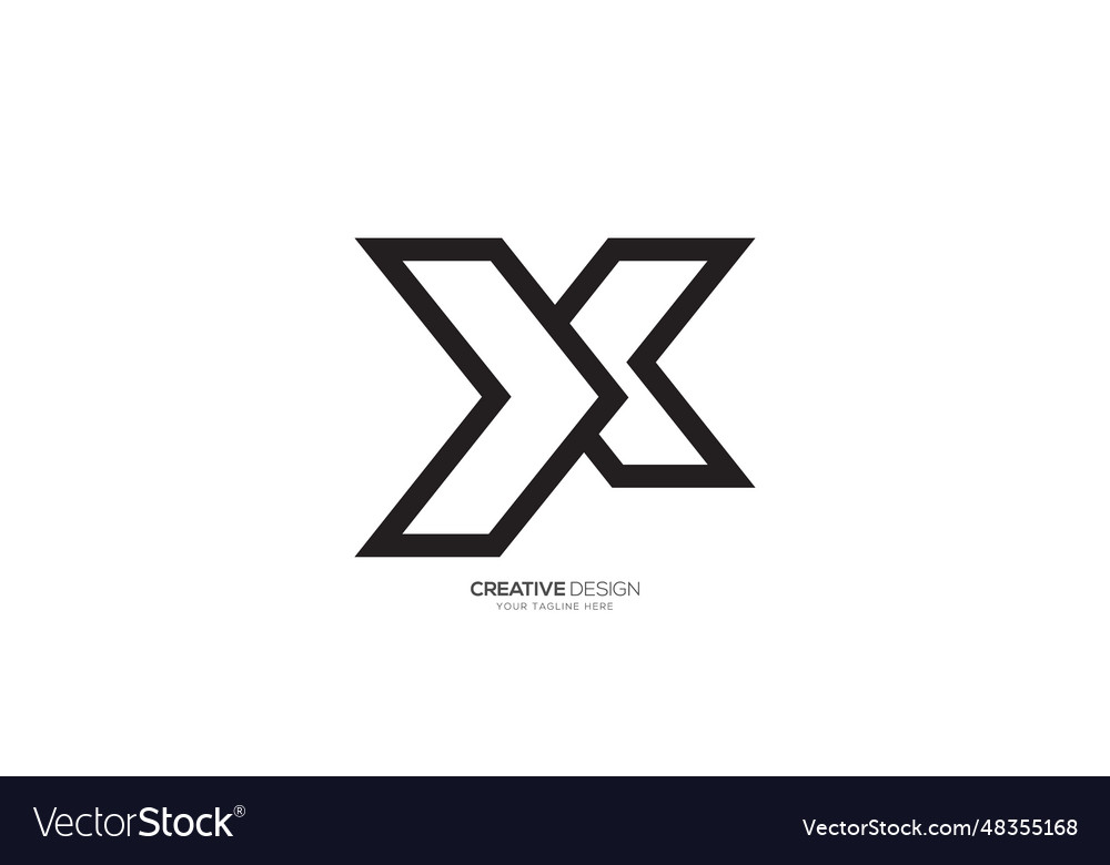 Letter x with arrow shape line negative space