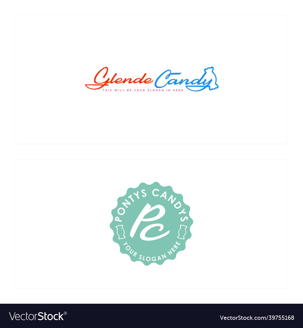 Modern flat line art candy sticker logo design