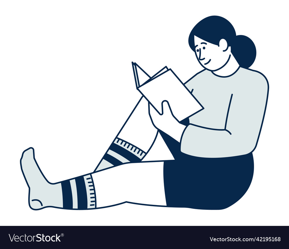 Young woman reading book cozy home leisure time