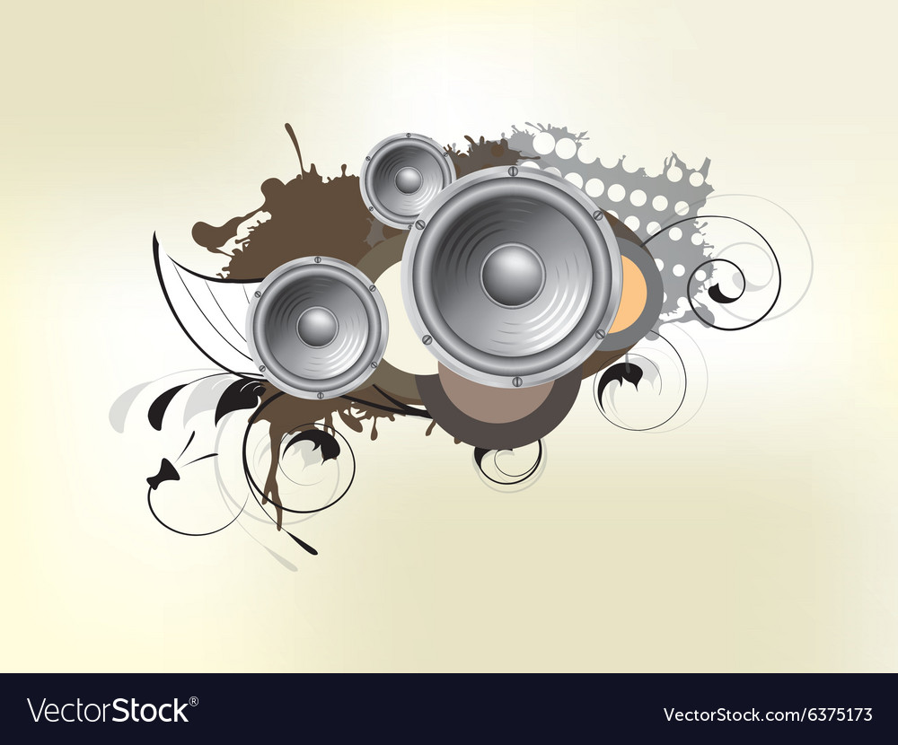 Abstract background with subwoofer and floral Vector Image