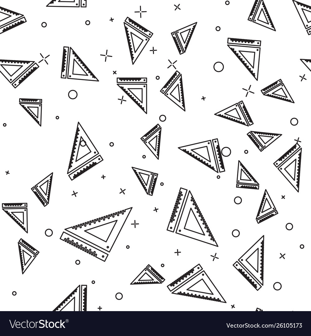 Black line triangular ruler icon isolated vector image Black line triangular ruler icon isolated