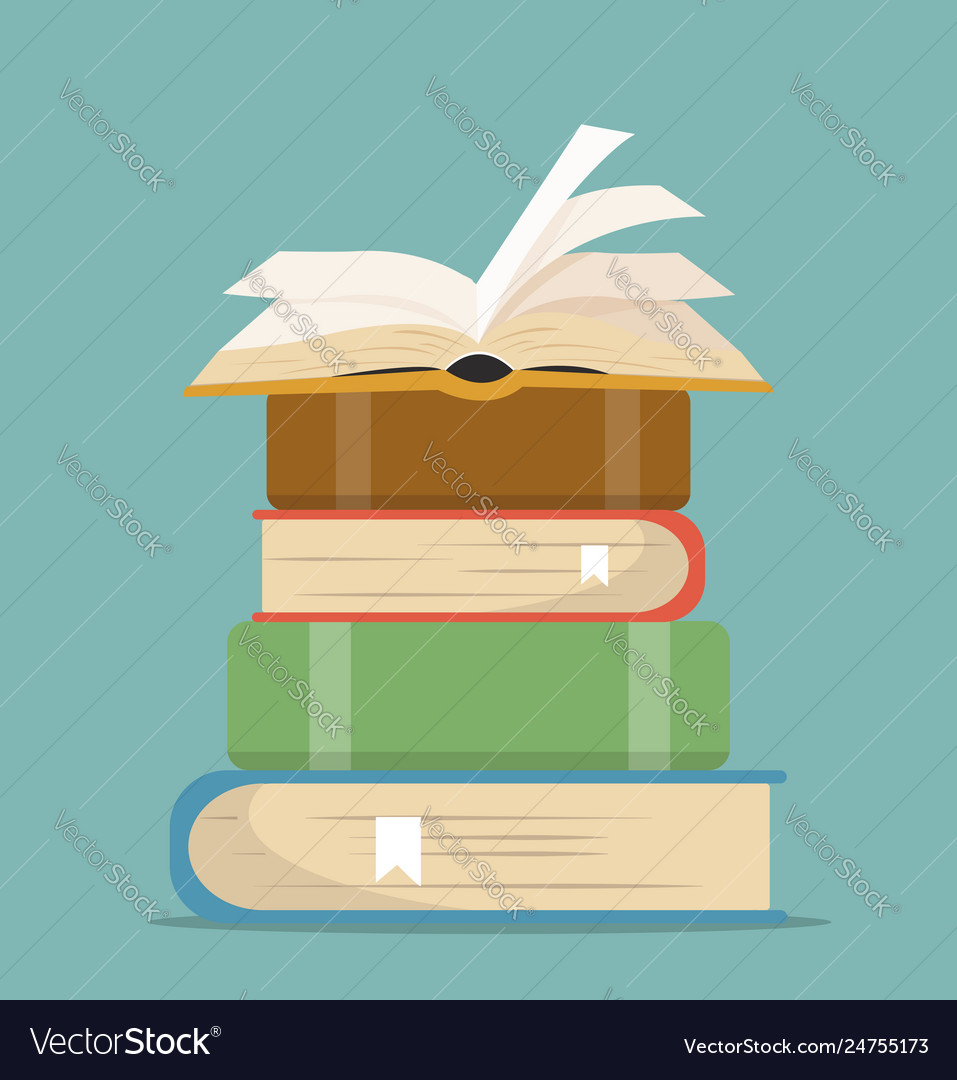 Book stacks in flat design