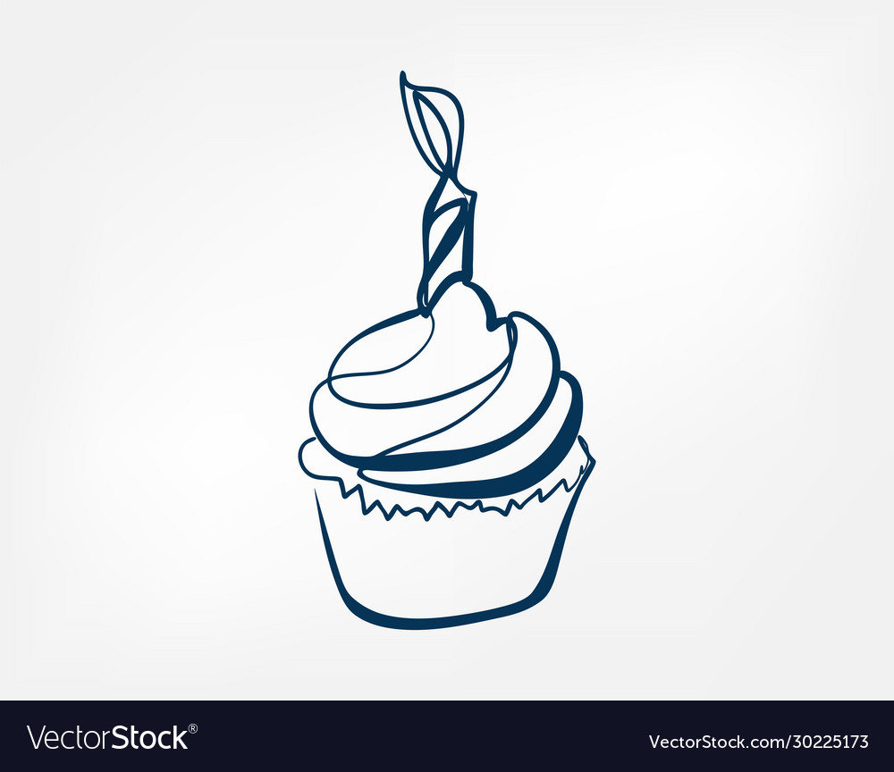 Cake one line design element isolated