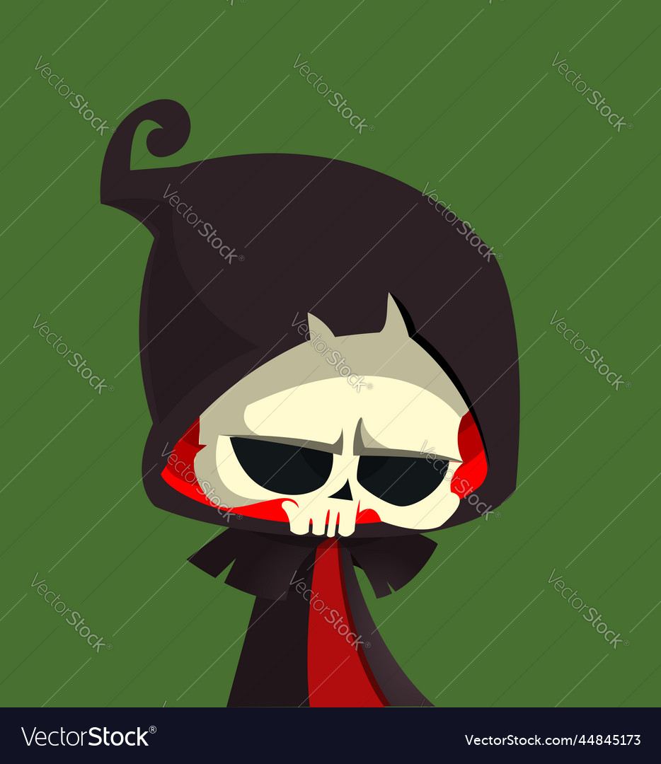 Cartoon grim reaper with scythe halloween scary