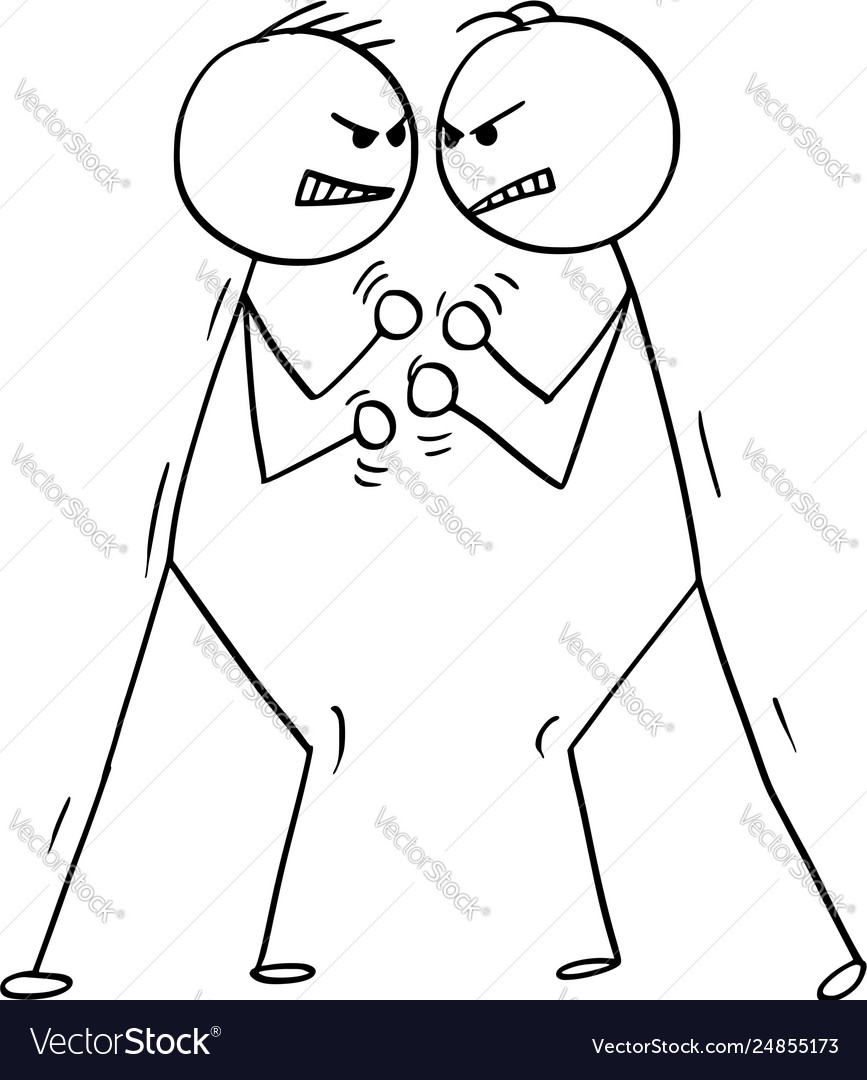 Cartoon two men or businessmen fighting and Vector Image