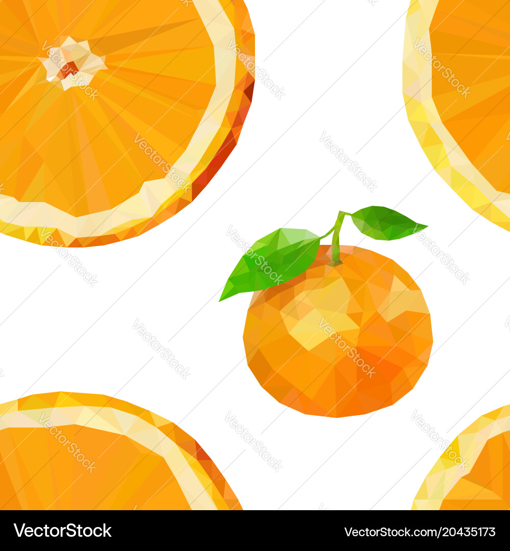 Colored low poly orange fruit seamless pattern Vector Image