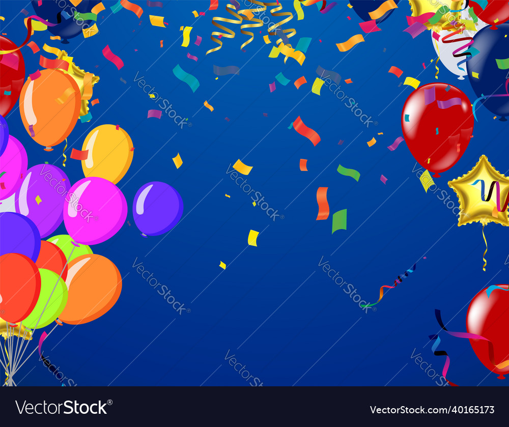 Colorful party balloons blue background Royalty Free Vector