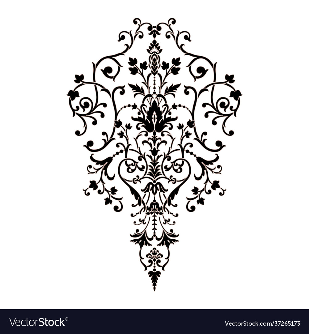 Damask central element isolated vector image Damask central element isolated