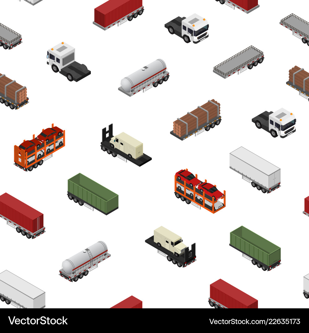Different types trailers seamless pattern Vector Image