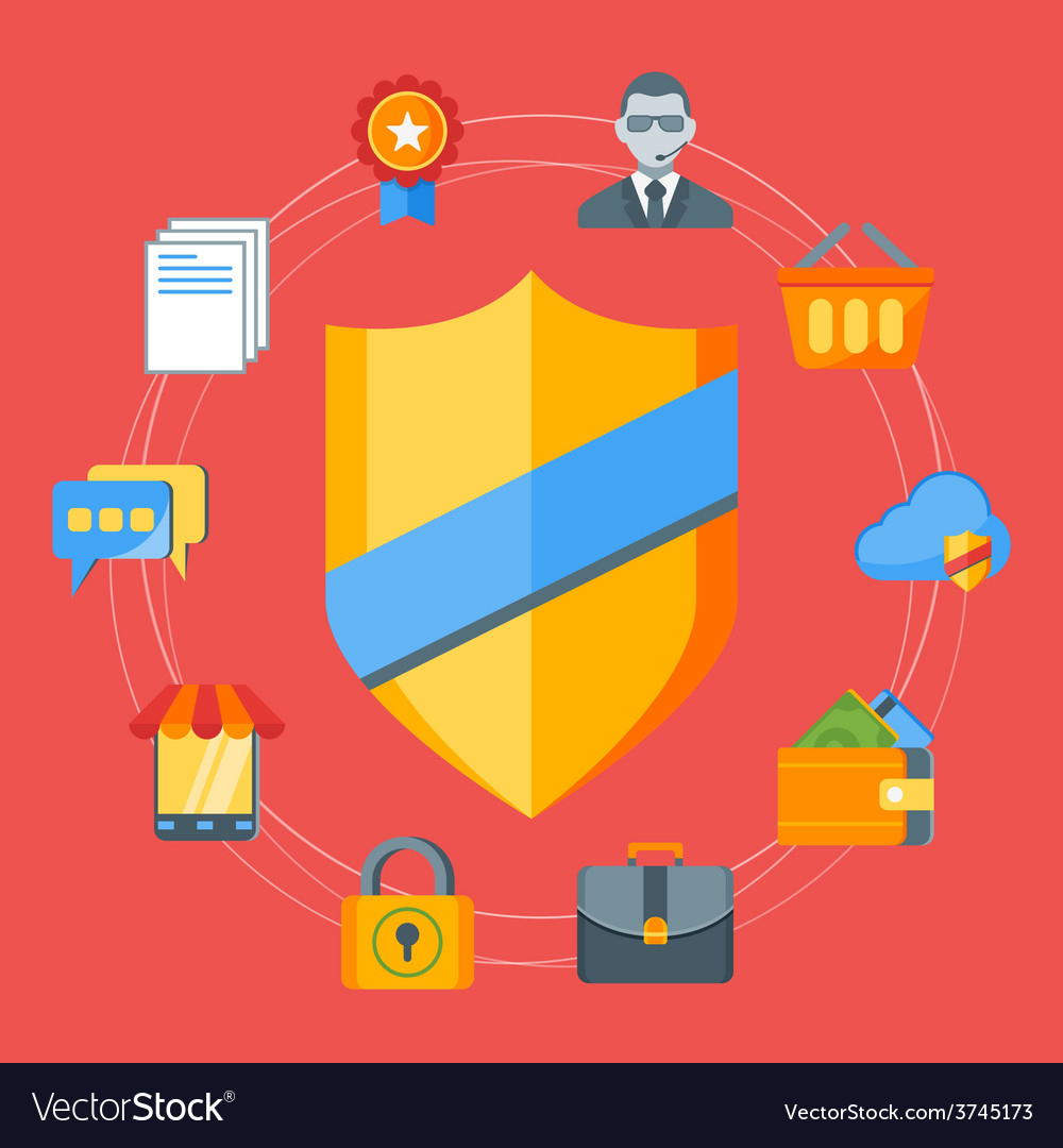 Flat design concept for internet security f