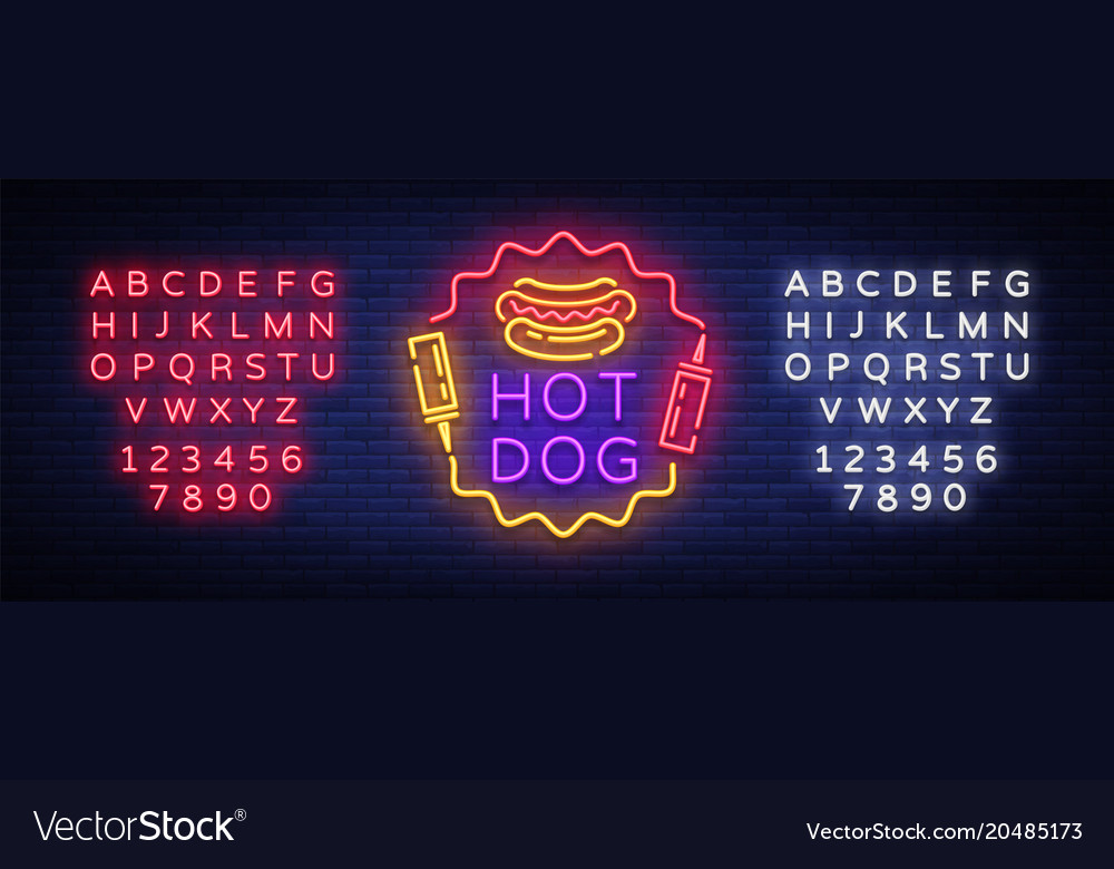 Hot Dog Neon Schild Logo Stil