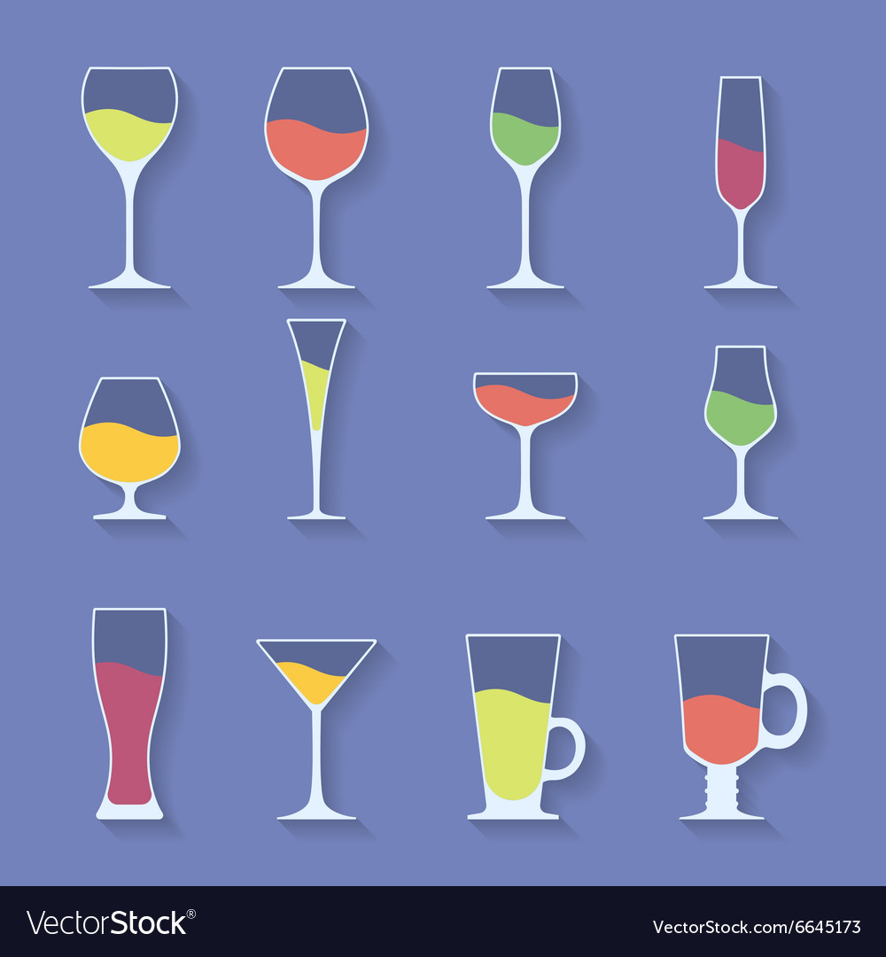 Icon set of utensil wine beer martini whiskey