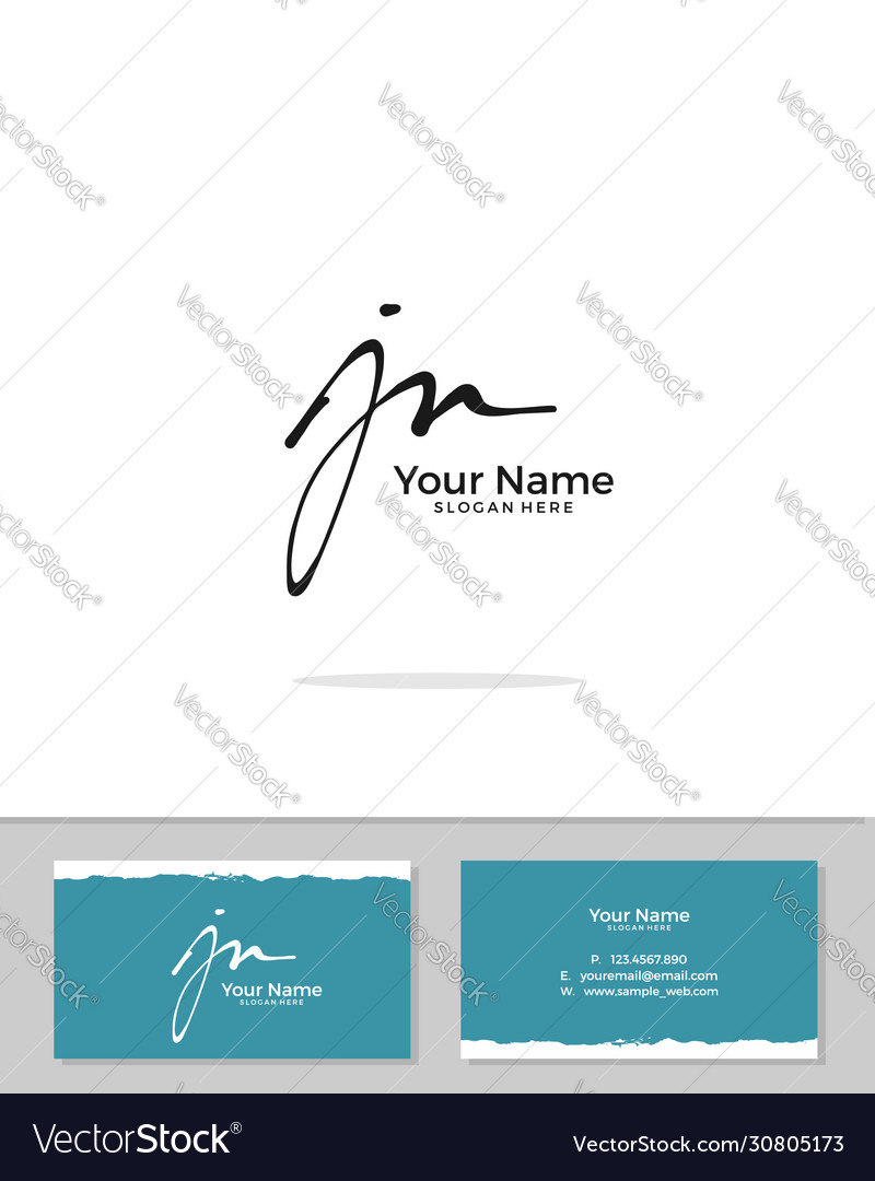 J N Jn Initial Logo Signature Handwriting Vector Image