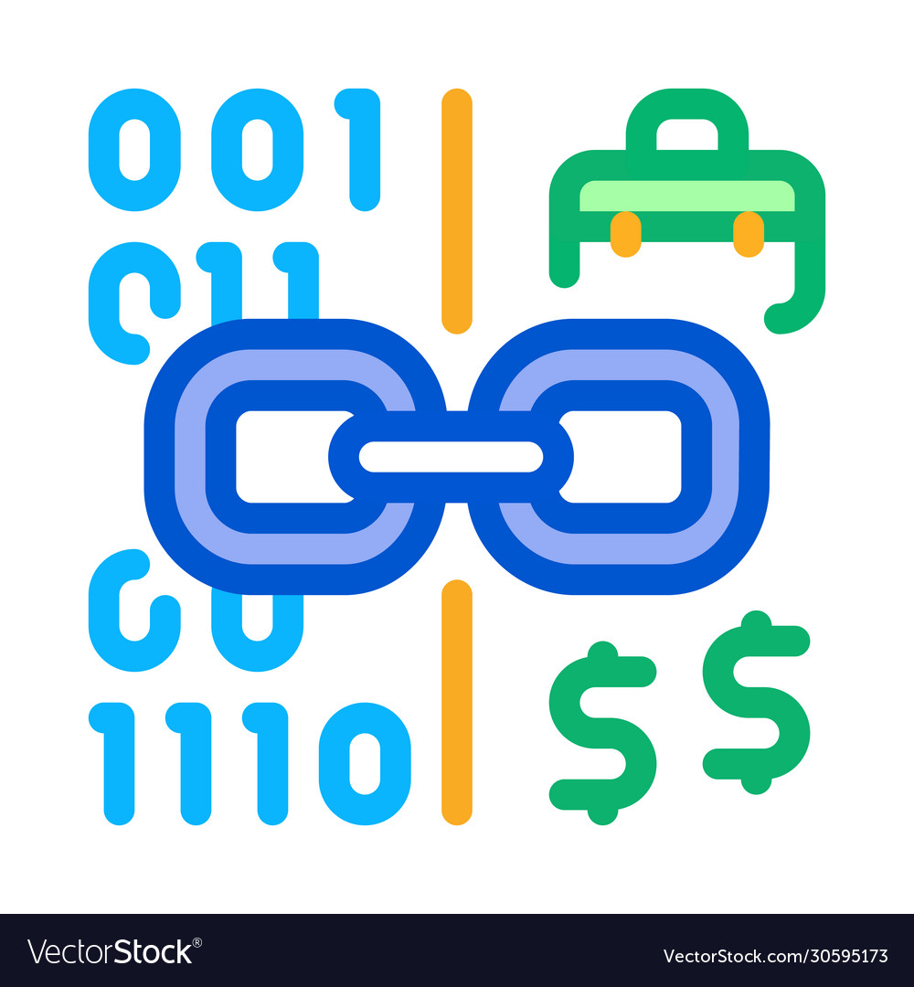 Linking binary code to money icon outline vector image Linking binary code to money icon outline