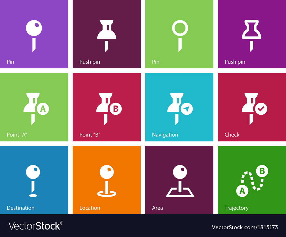 Mapping pin icons on color background