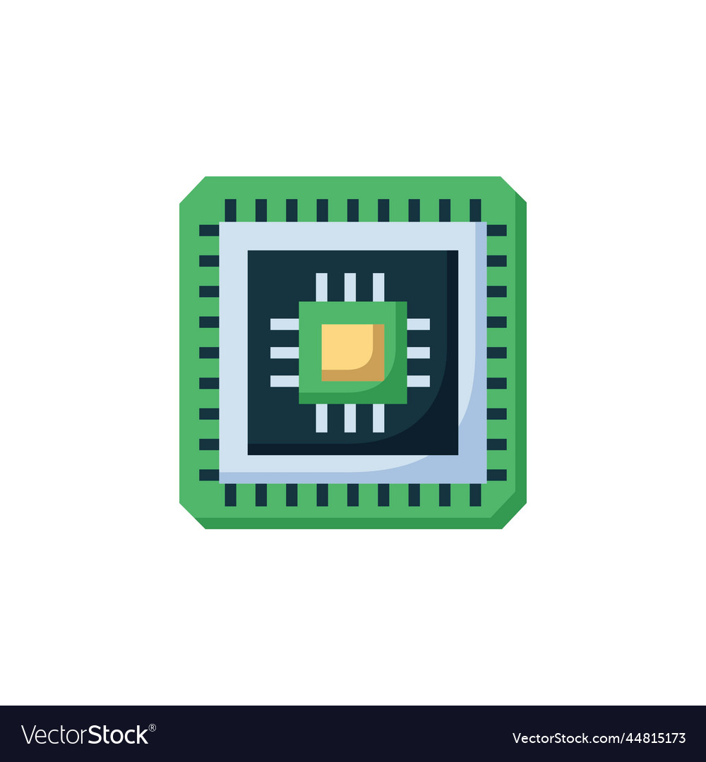 Processor icon computer component flat style vector image Processor icon computer component flat style