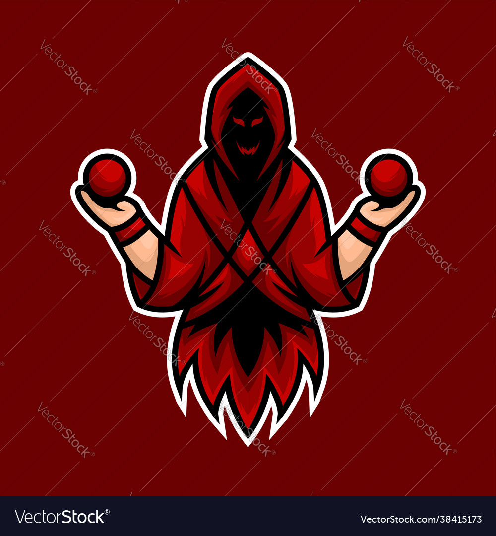 Reaper mascot logo with ball at hand vector image Reaper mascot logo with ball at hand