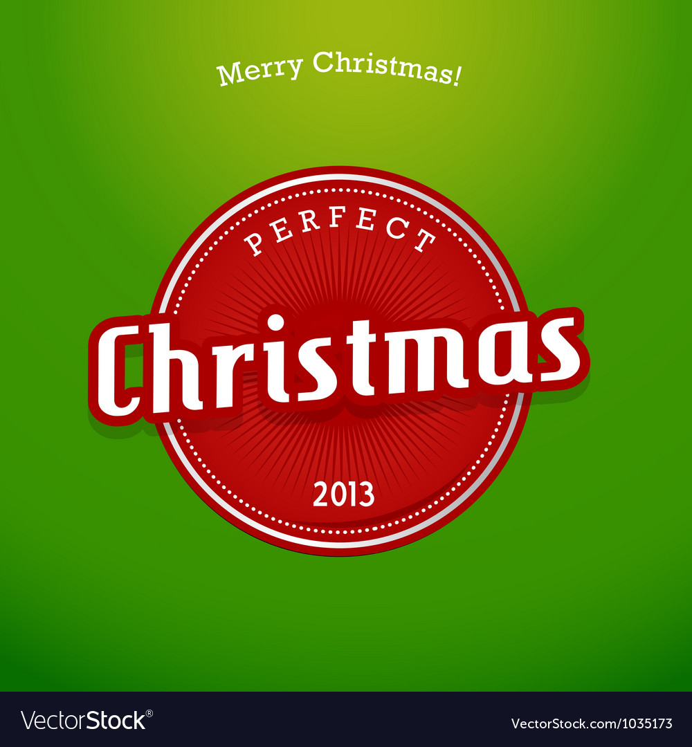 Red christmas label on green background