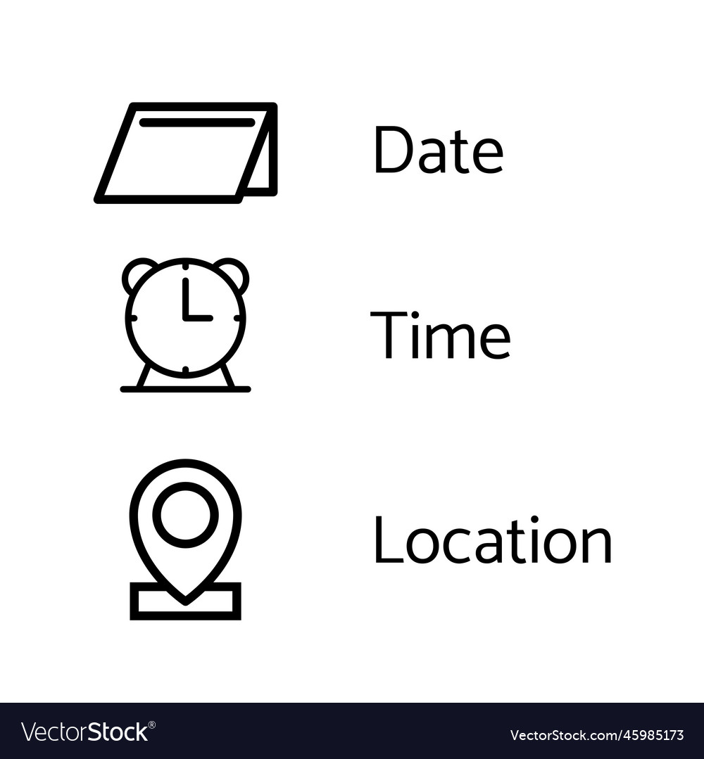 Set date time and location icons for graphic