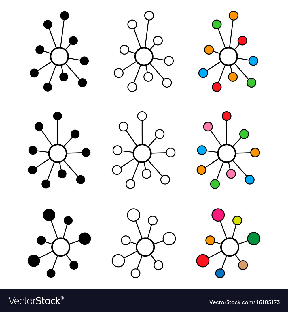 Set of hub flat network icon connect structure