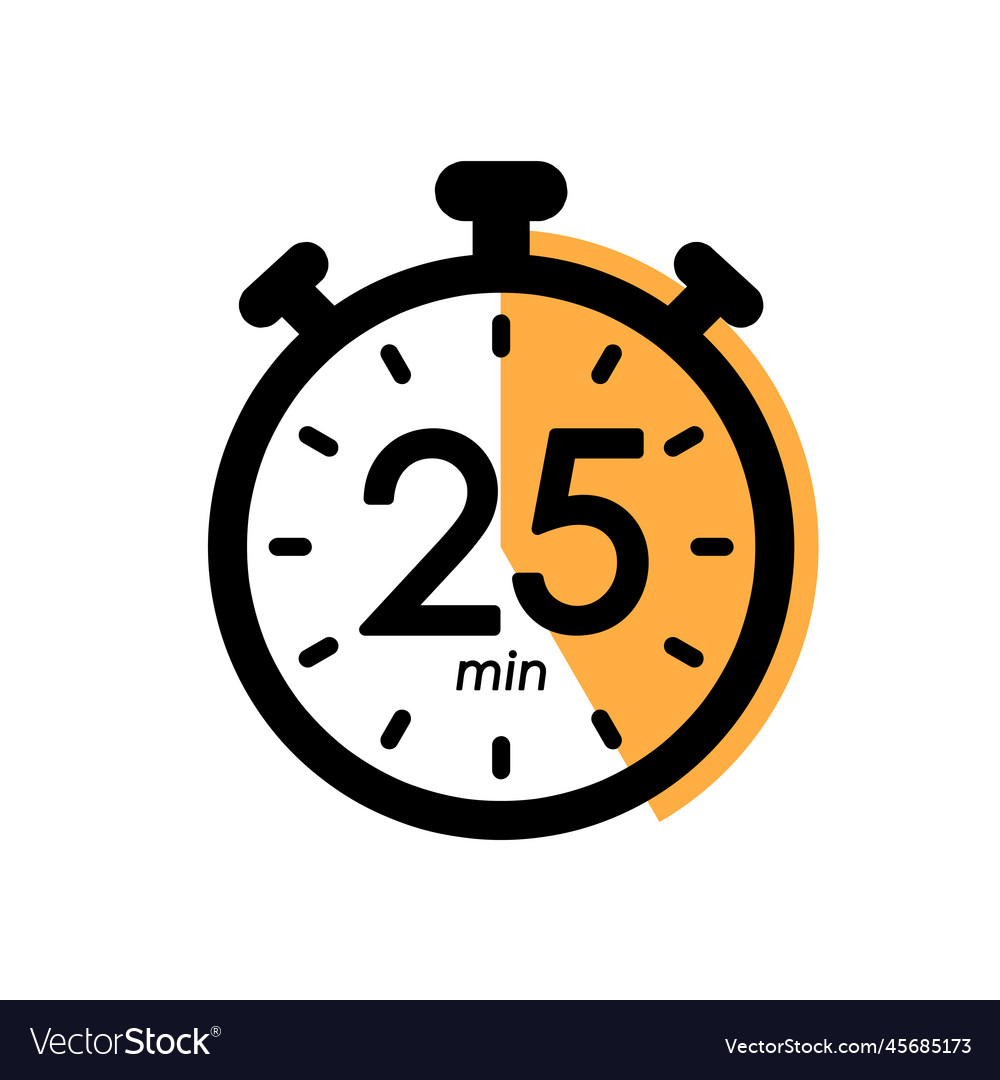 Twenty Five Minutes Stopwatch Icon Timer Symbol Vector Image Twenty Five Minutes Stopwatch Icon Timer Symbol Vector Image