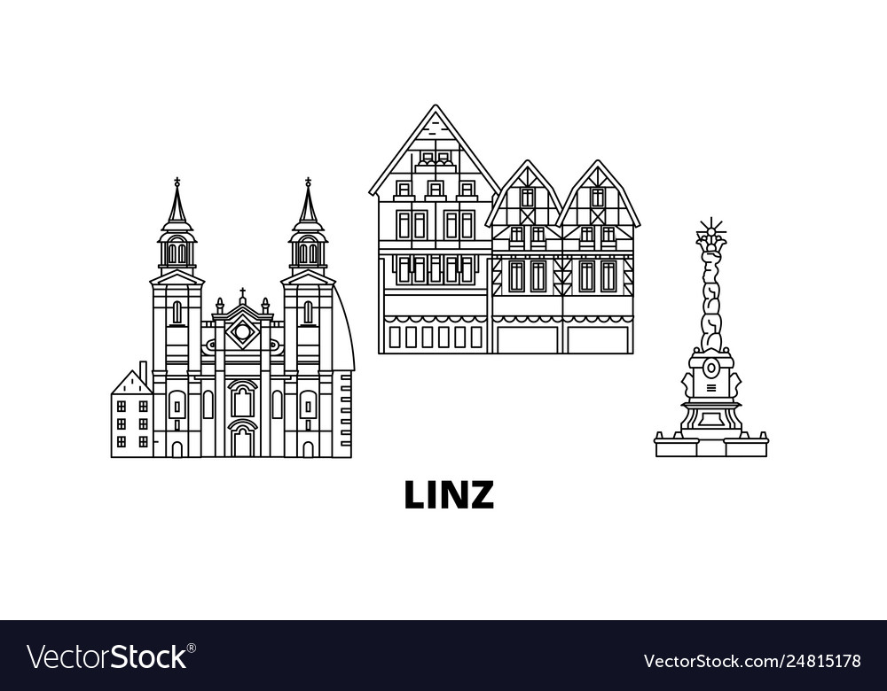 Austria linz line travel skyline set