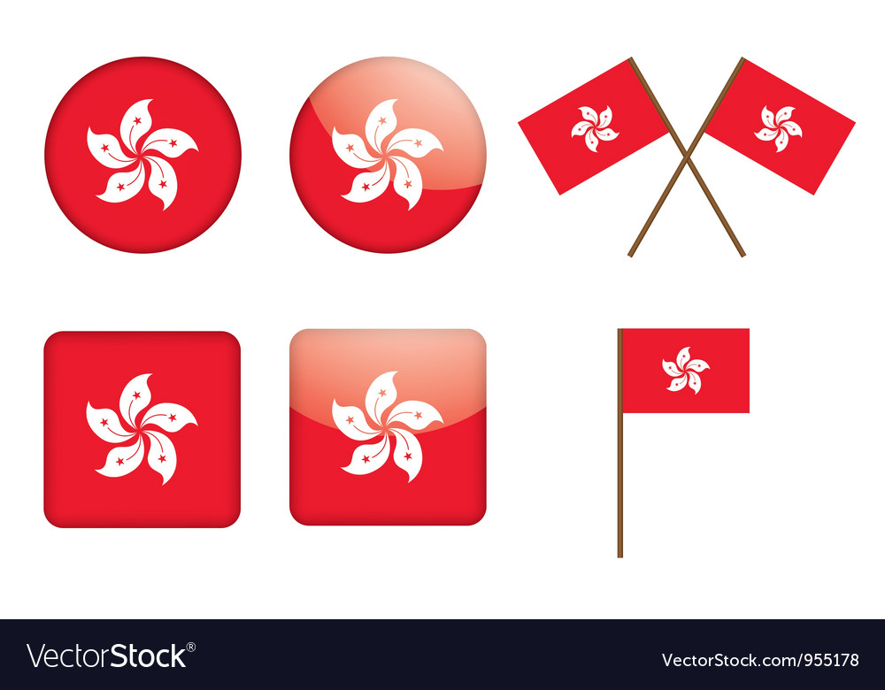 Badges with flag of hong kong