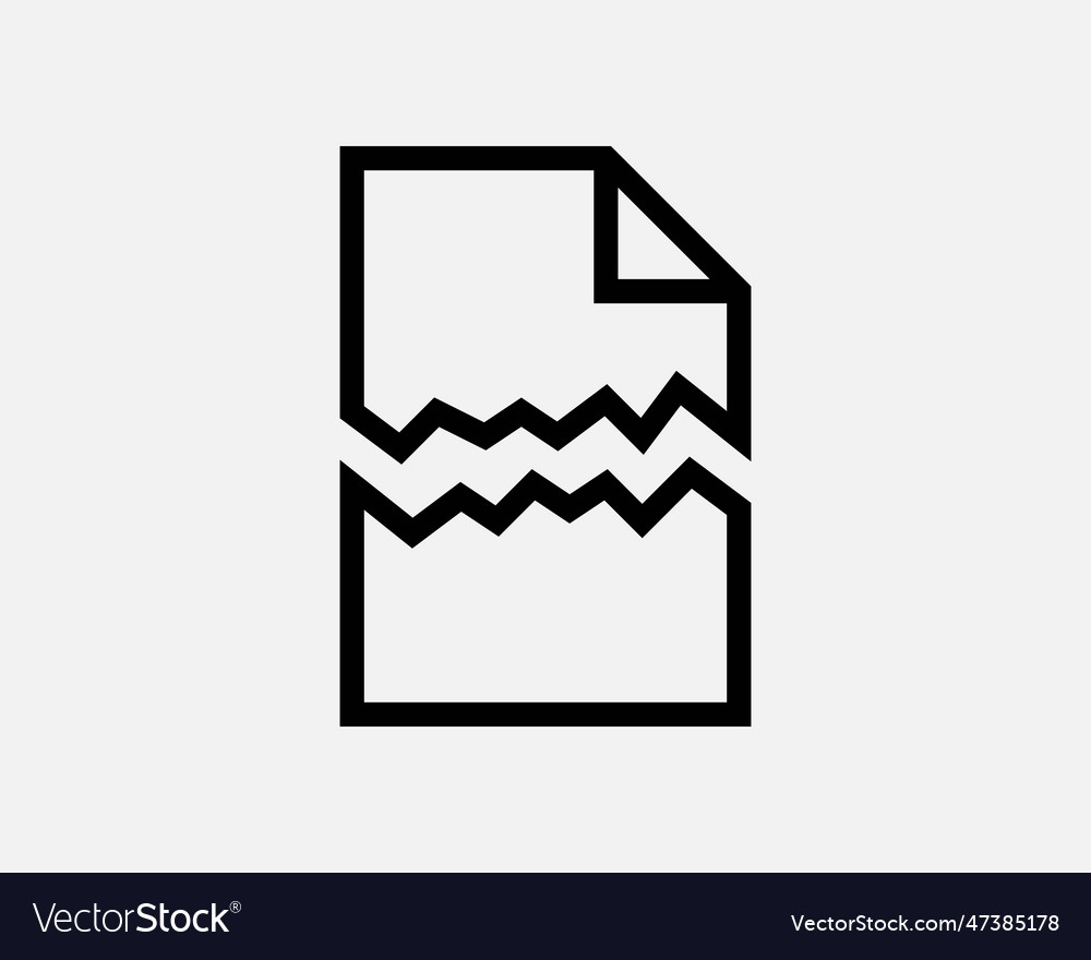 Broken file icon vector image Broken file icon