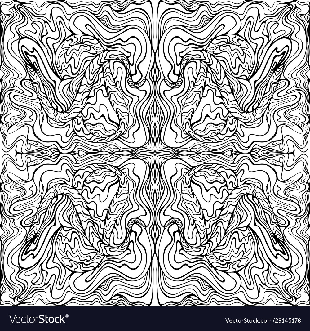 Coloring page abstract pattern with maze waves