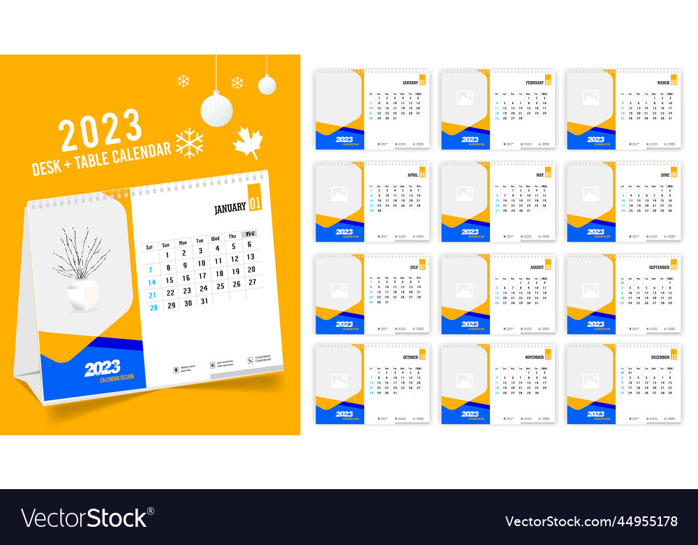 Creative monthly 2023 desk calendar design