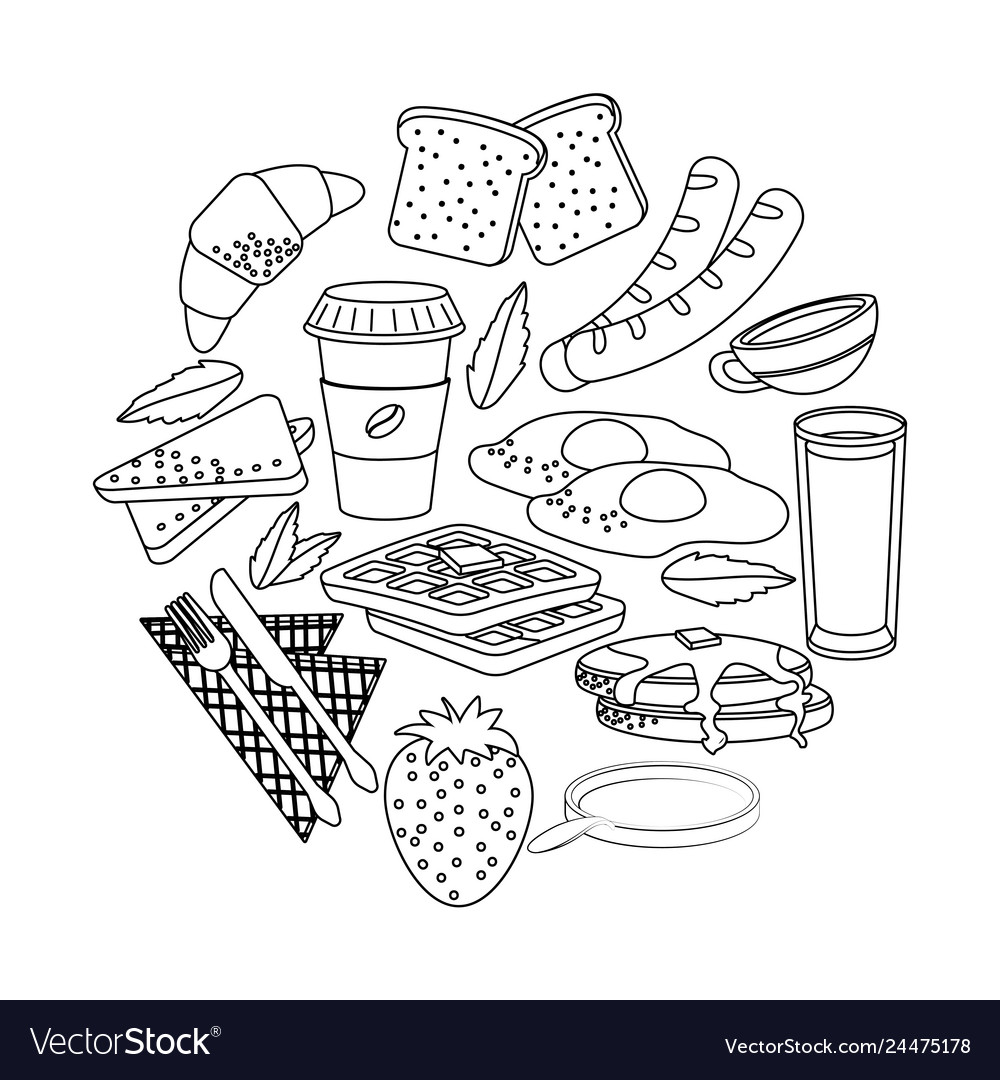 Delicious tasty breakfast cartoon Royalty Free Vector Image