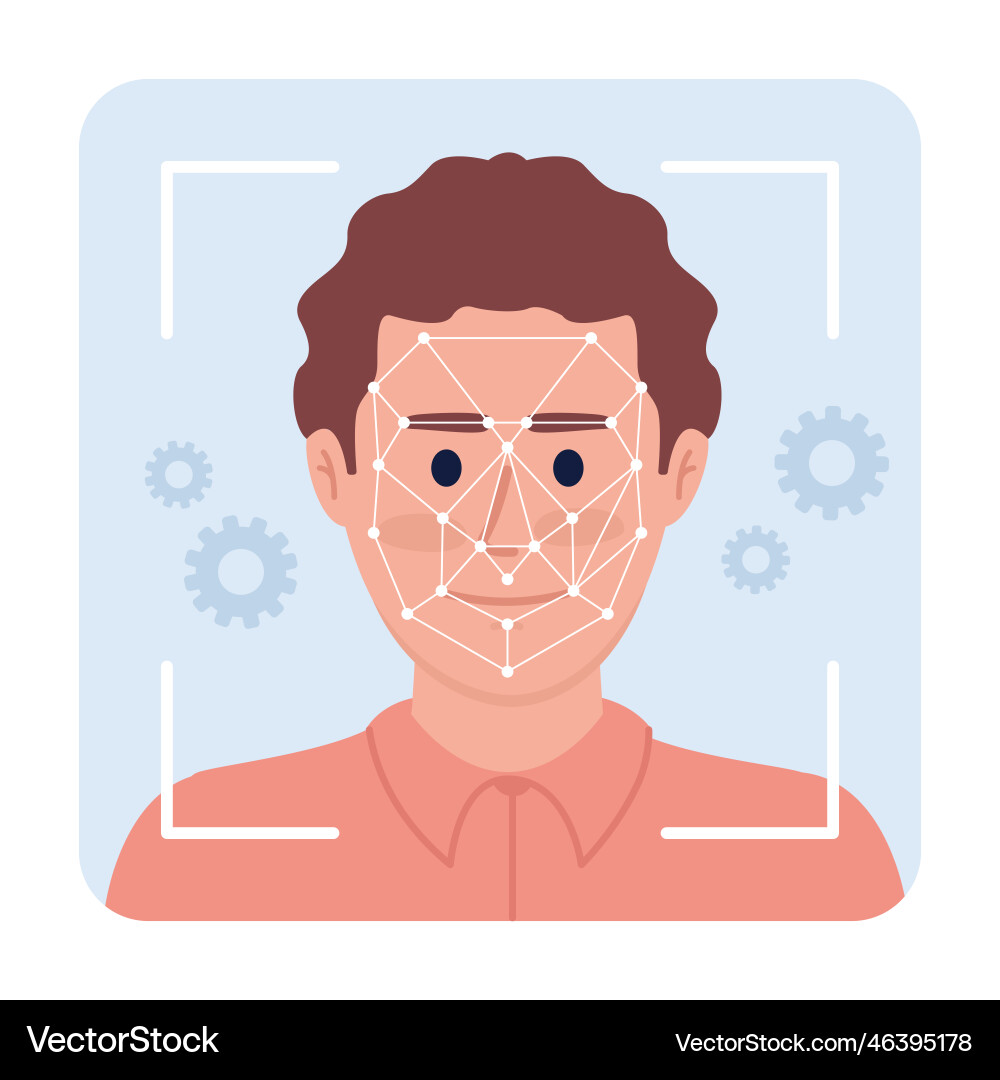 Facial recognition technology flat concept spot Vector Image