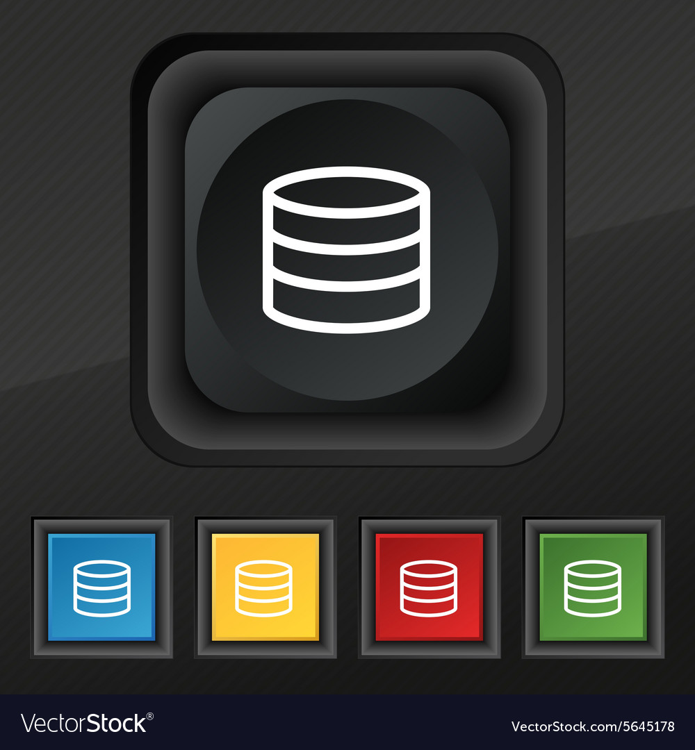 Hard disk and database icon symbol set of five
