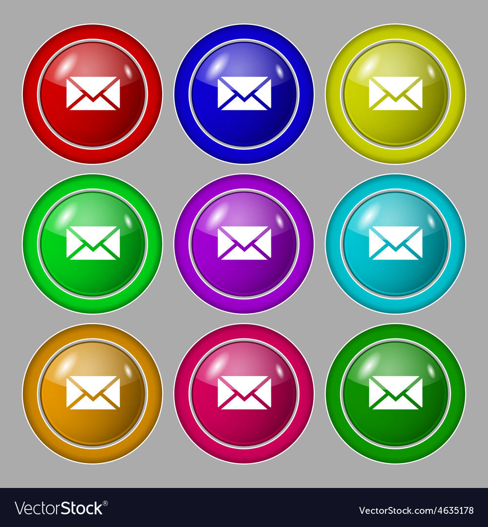 Mail envelope message icon sign symbol on nine