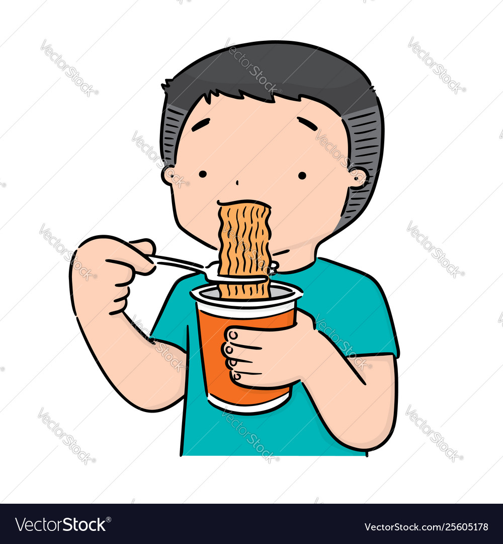 Man eat noodle Royalty Free Vector Image - VectorStock