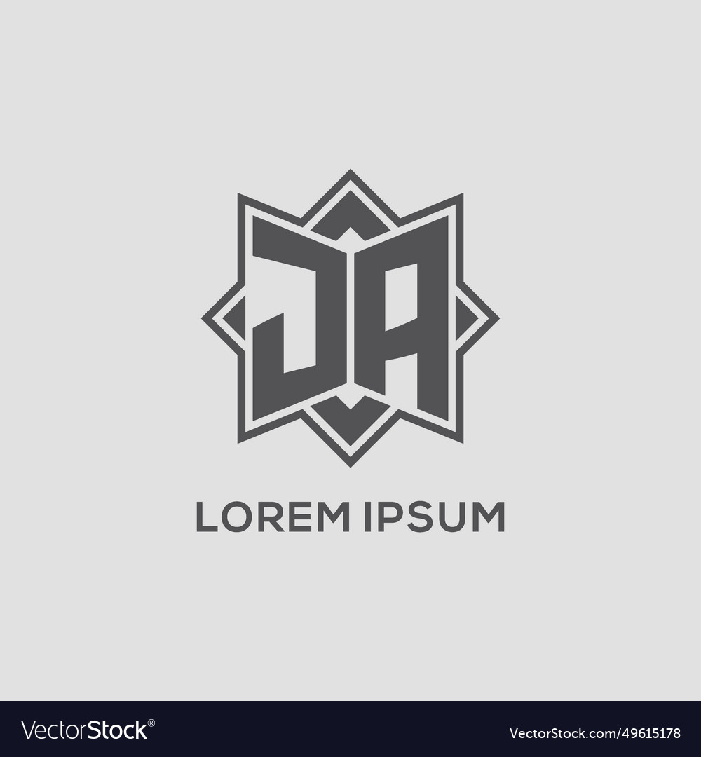 Monogram ja logo with eight point star style