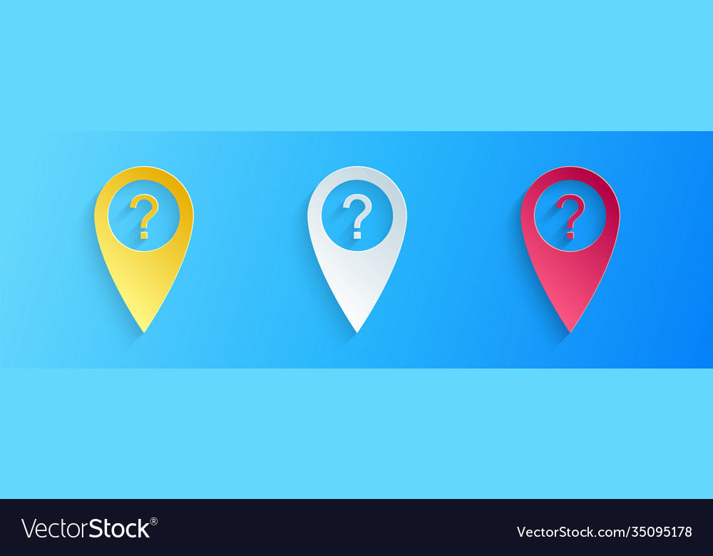 Papier schneiden Kartenzeiger mit Fragesymbol-Symbol vector image Papier schneiden Kartenzeiger mit Fragesymbol-Symbol