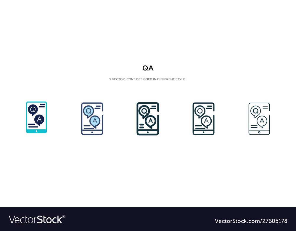 Qa icon in different style two colored and black vector image Qa icon in different style two colored and black