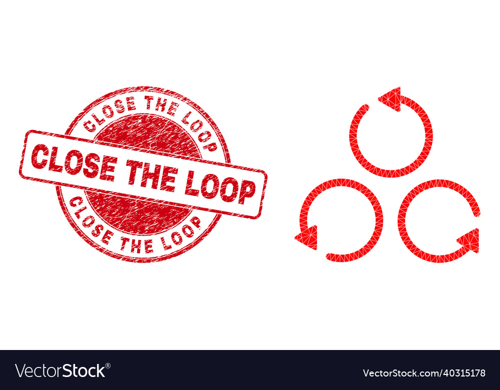 Scratched close the loop round badge and different vector image Scratched close the loop round badge and different