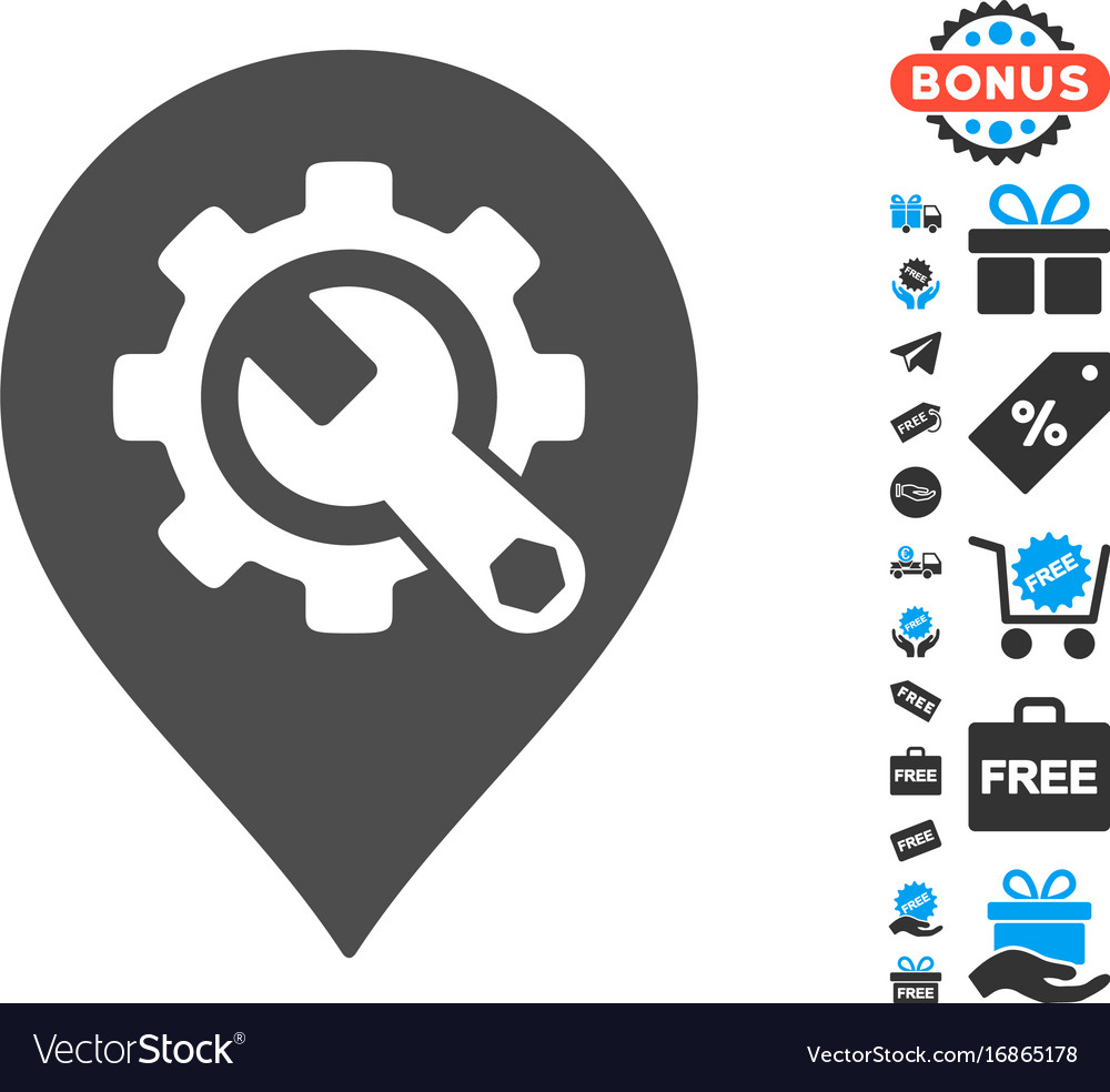 Service tools map marker icon with free bonus