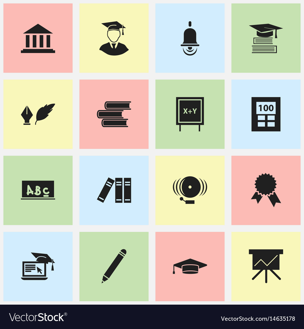 Set of 16 editable university icons includes