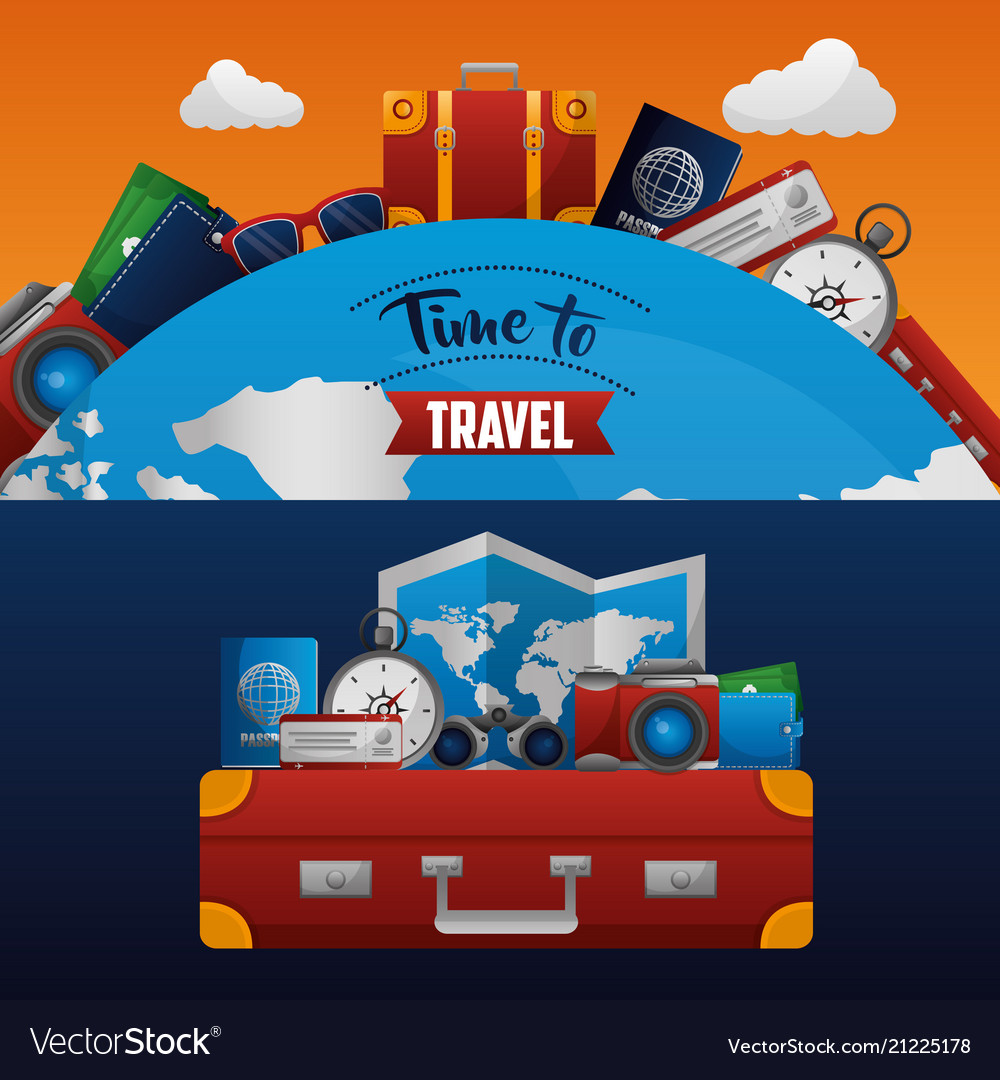 Time to travel around the world Royalty Free Vector Image