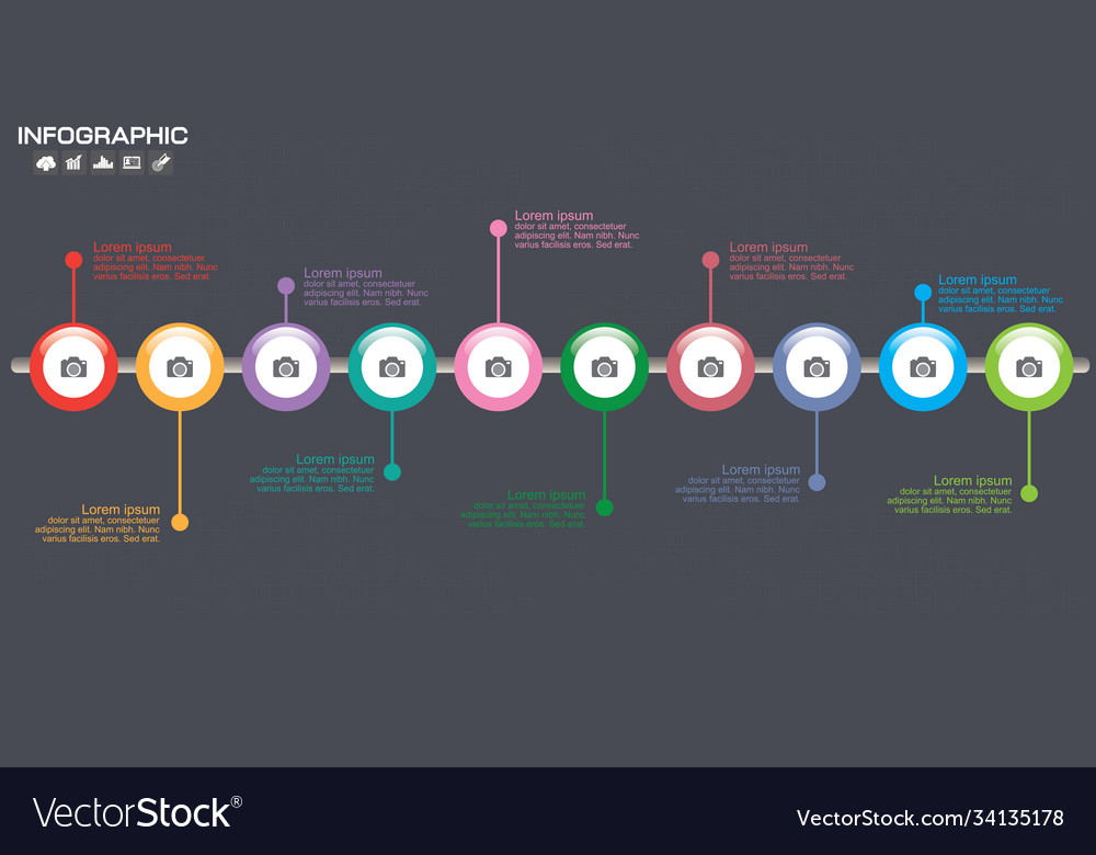 Timeline infographic chart with many color design Vector Image