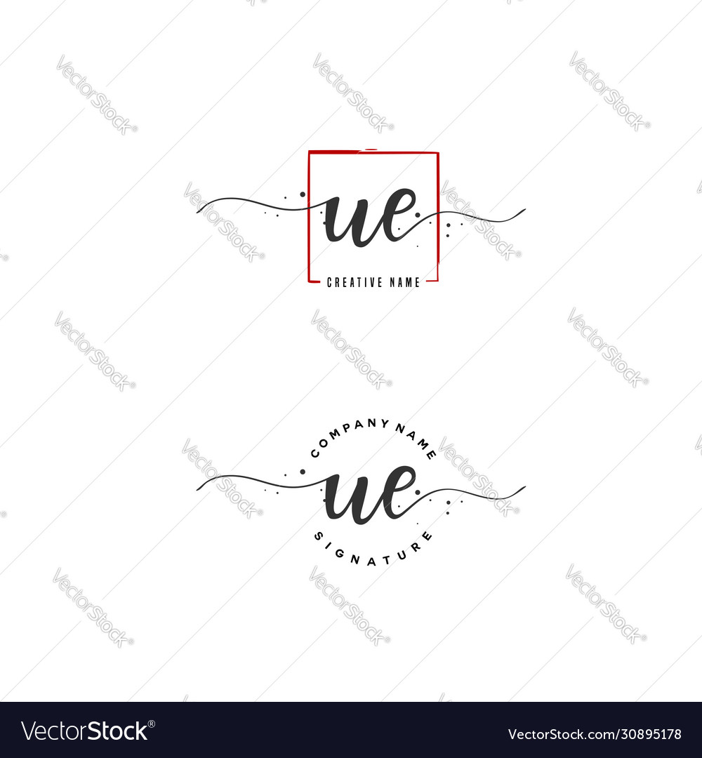 U E Ue Initial Letter Handwriting And Signature Vector Image